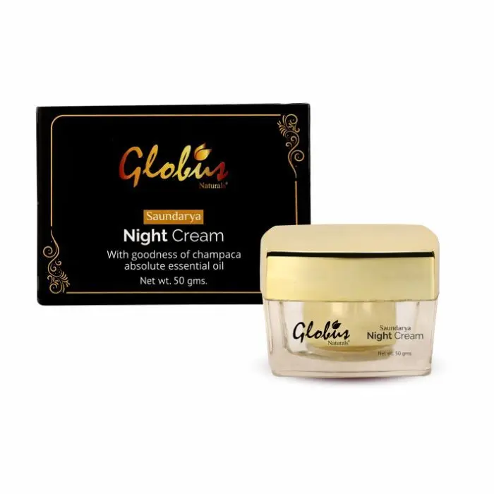 Globus Naturals Saundarya Night Cream, With Goodness Of With Goodness Of Champaca Absolute Essential Oil, 100% Natural Ingredients | Paraben Free | SLS Free, All Skin Types (50 g)