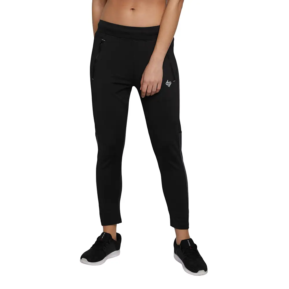 John Ally Women's Slim Fit Track Pant,  Jet Black  Small