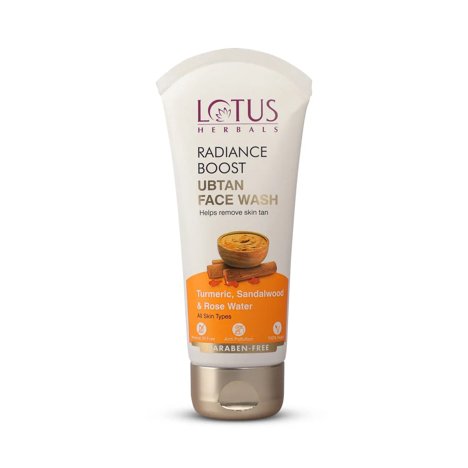 Lotus Herbals Radiance Boost Ubtan Face Wash | Turmeric, Sandalwood and Rose Water | Glowing Skin |Reducing Dark Spots | Paraben free |Mineral Oil Free| 100gm