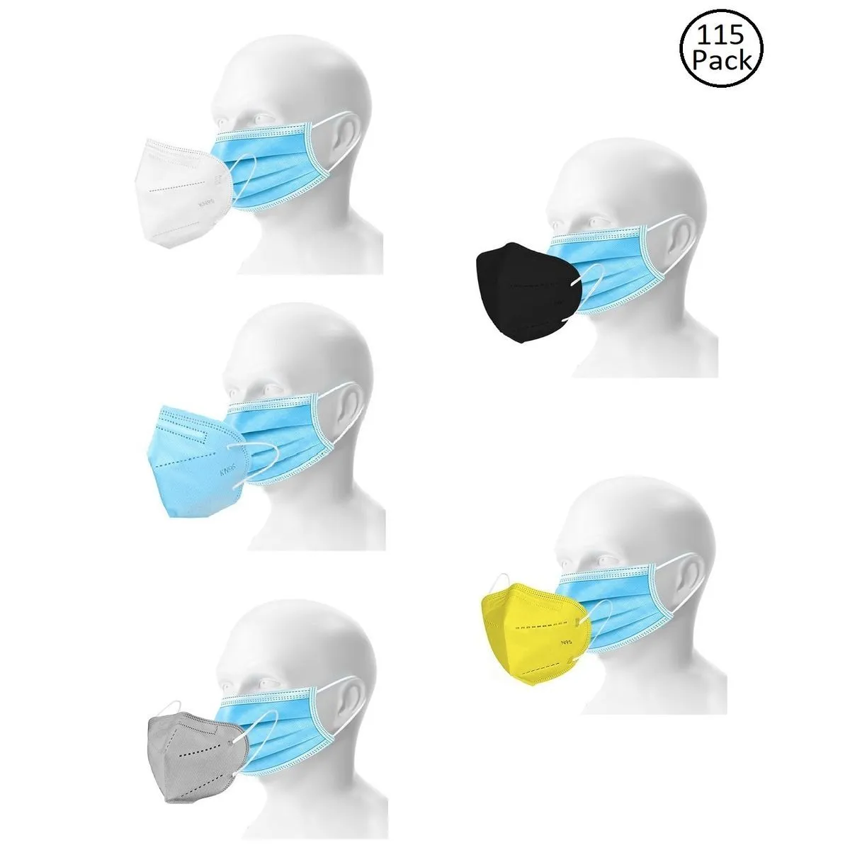 Fabula Double Mask Set of 100 Disposable & 15 Reusable Kn95/N95 Mask