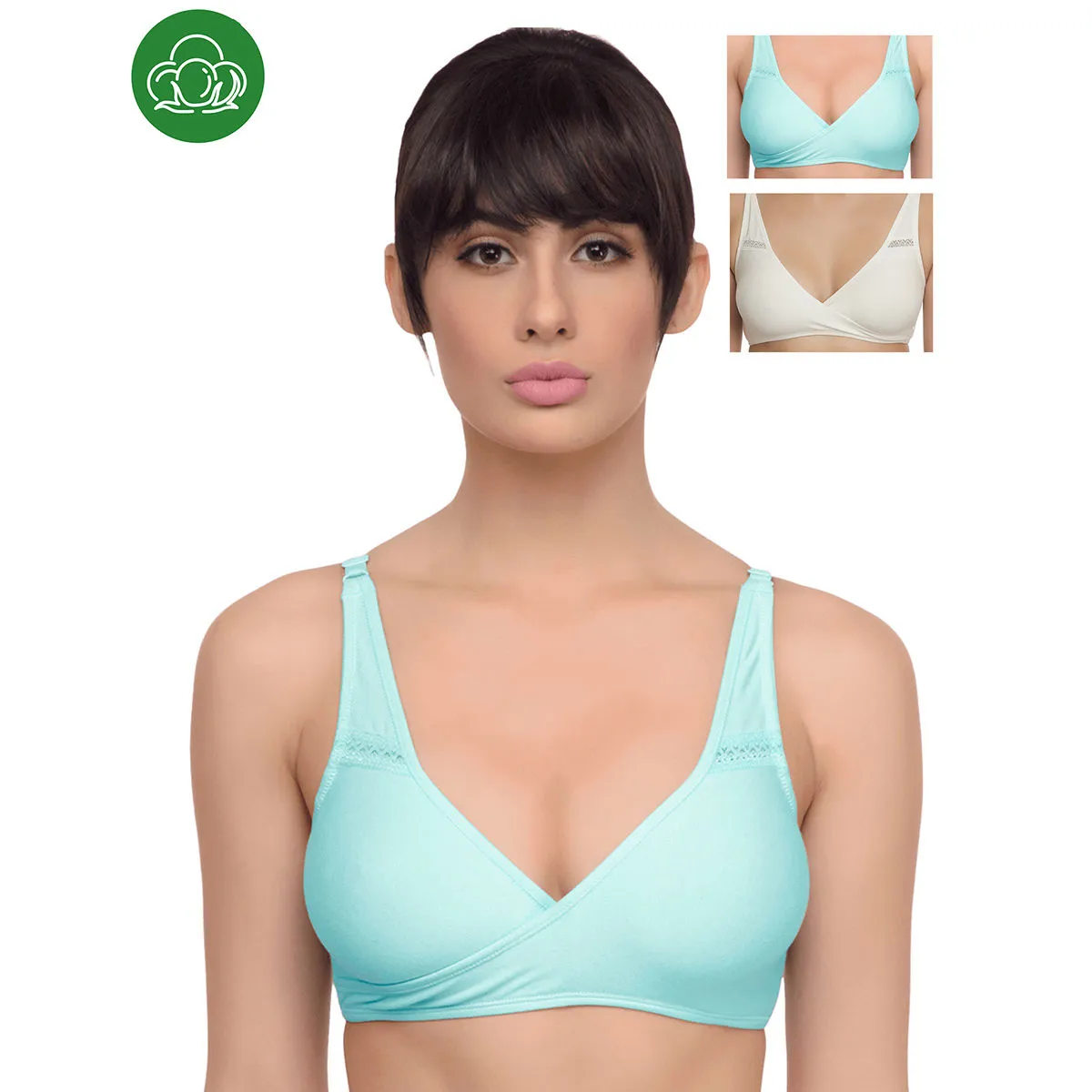 Inner Sense Organic Antimicrobial Sleeping/Feeding Bra Pack of 3 - Multi-Color