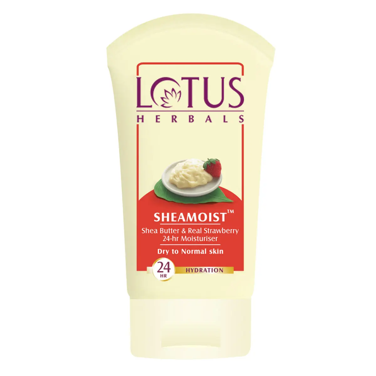 Lotus Herbals Sheamoist Shea Butter & Real Strawberry 24HR Moisturiser | Hydrating | For Dry to Normal Skin Types | 60g