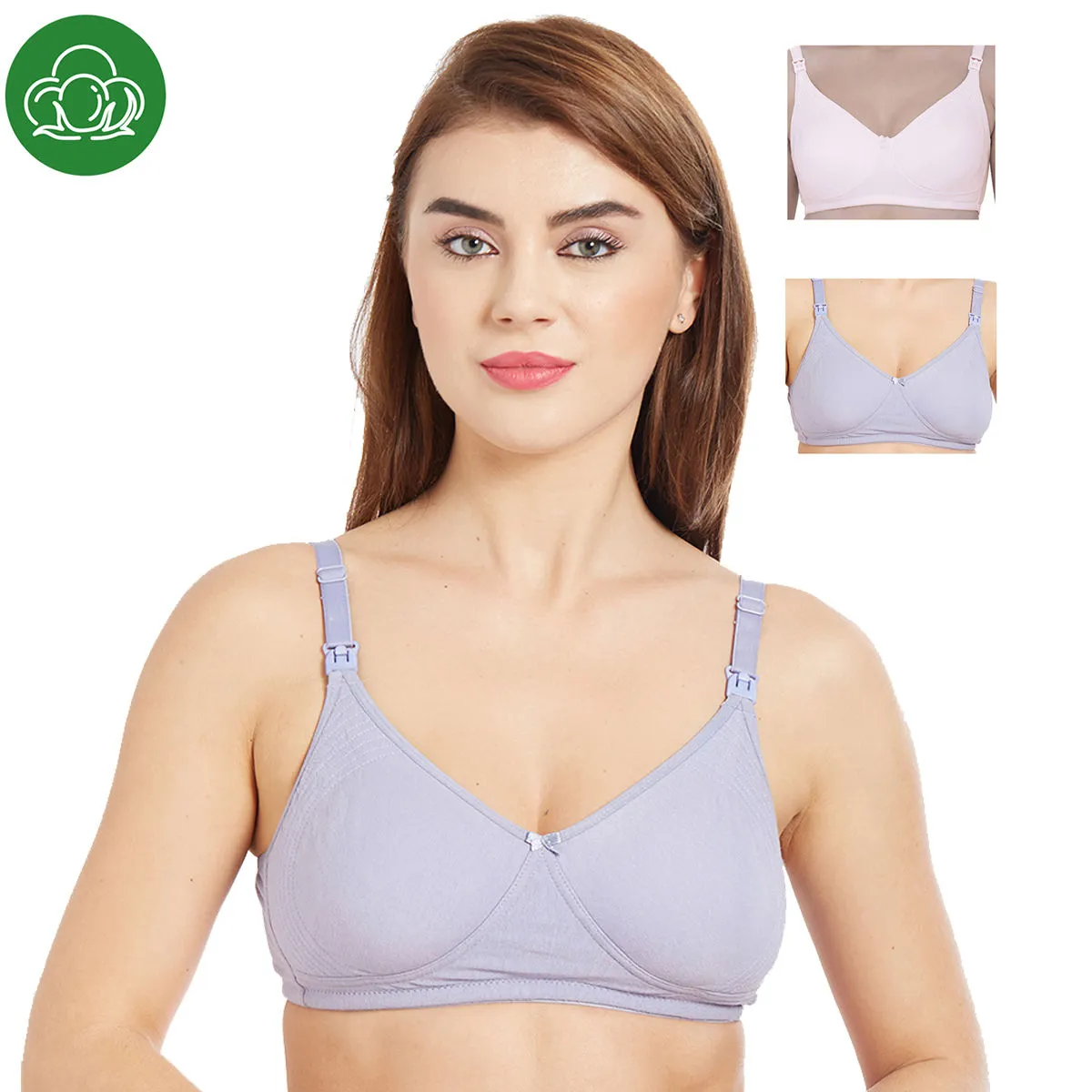 Inner Sense Women's Full Cup Nursing Bra Pack of 3 - Multi-Color