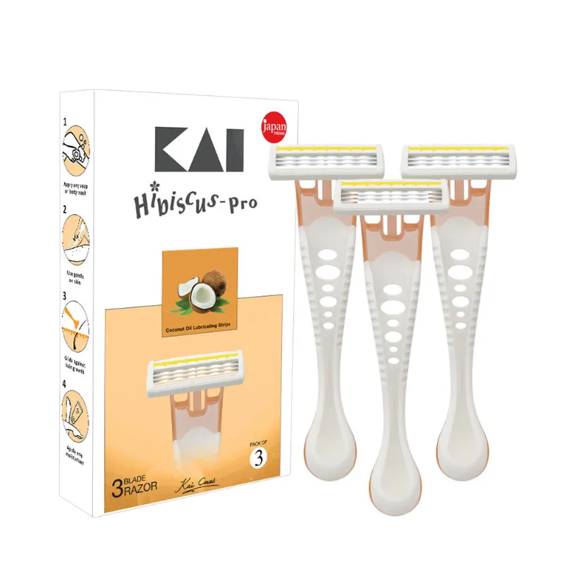 Kai Hibiscus Pro 3 Blade Body Razor - Pack of 3