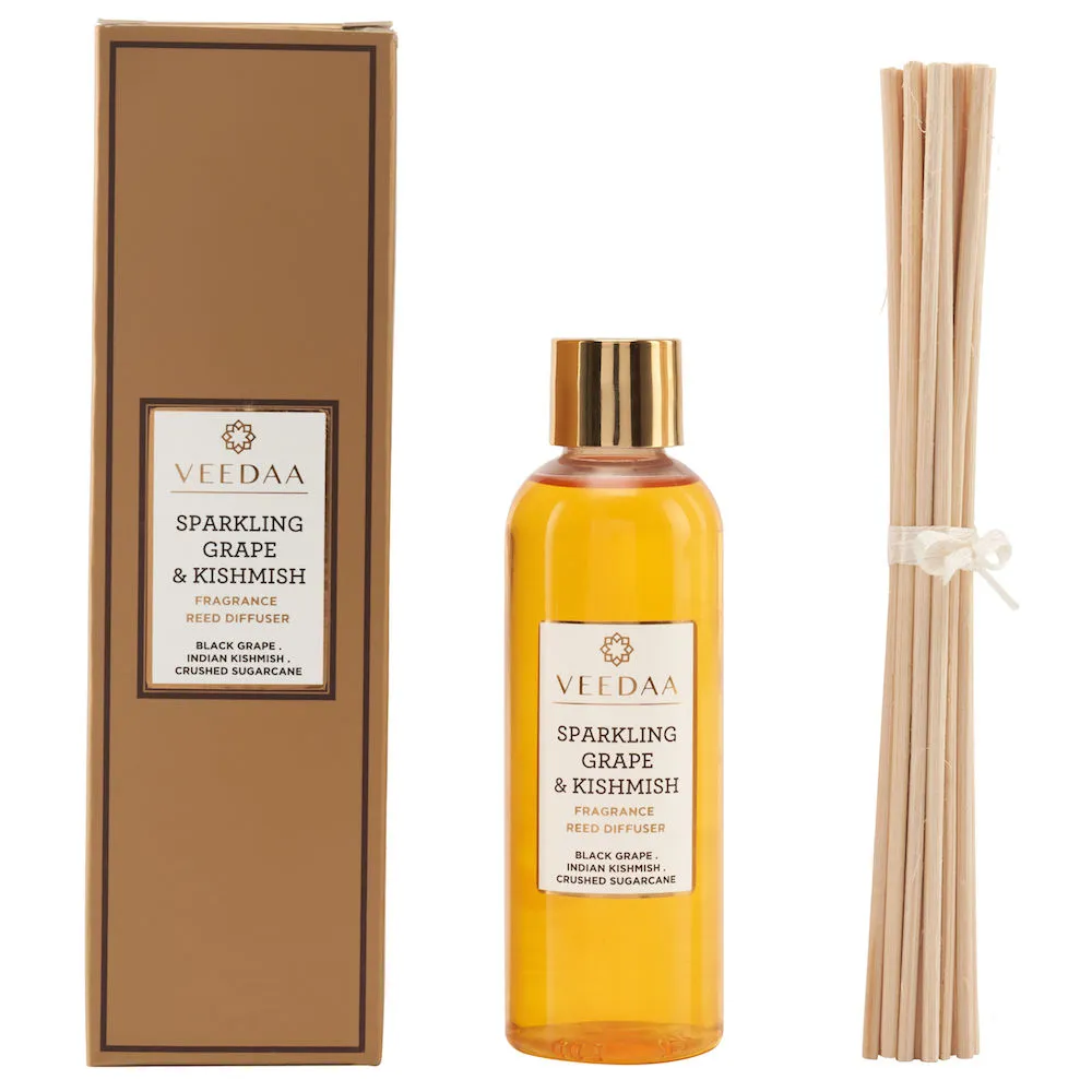 Veedaa Candles Sparkling Grape & Kishmish Diffuser Oil Refill & Reeds Set