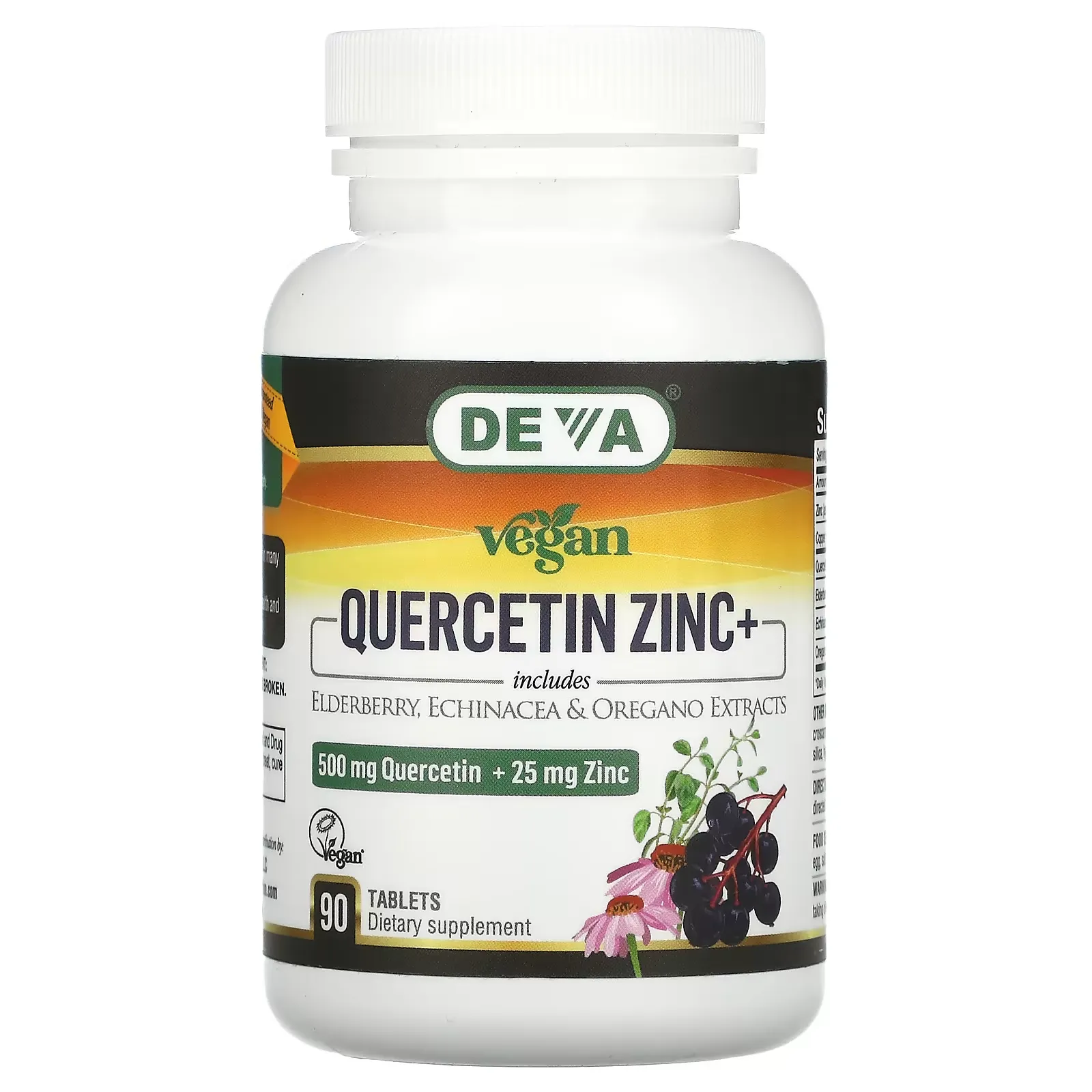 Vegan Quercetin, 500 mg, Zinc+, 25 mg, 90 Tablets