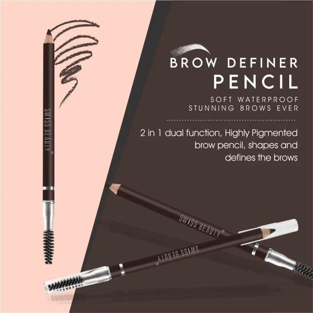 Swiss Beauty Brow Definer Pencil - 02 Coco Brown - 2 - 1.5 gm