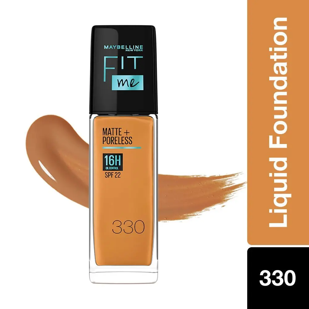 Maybelline New York Fit Me Matte+Poreless Liquid Foundation 16H Oil Control  - 330 Toffee, 30 ml