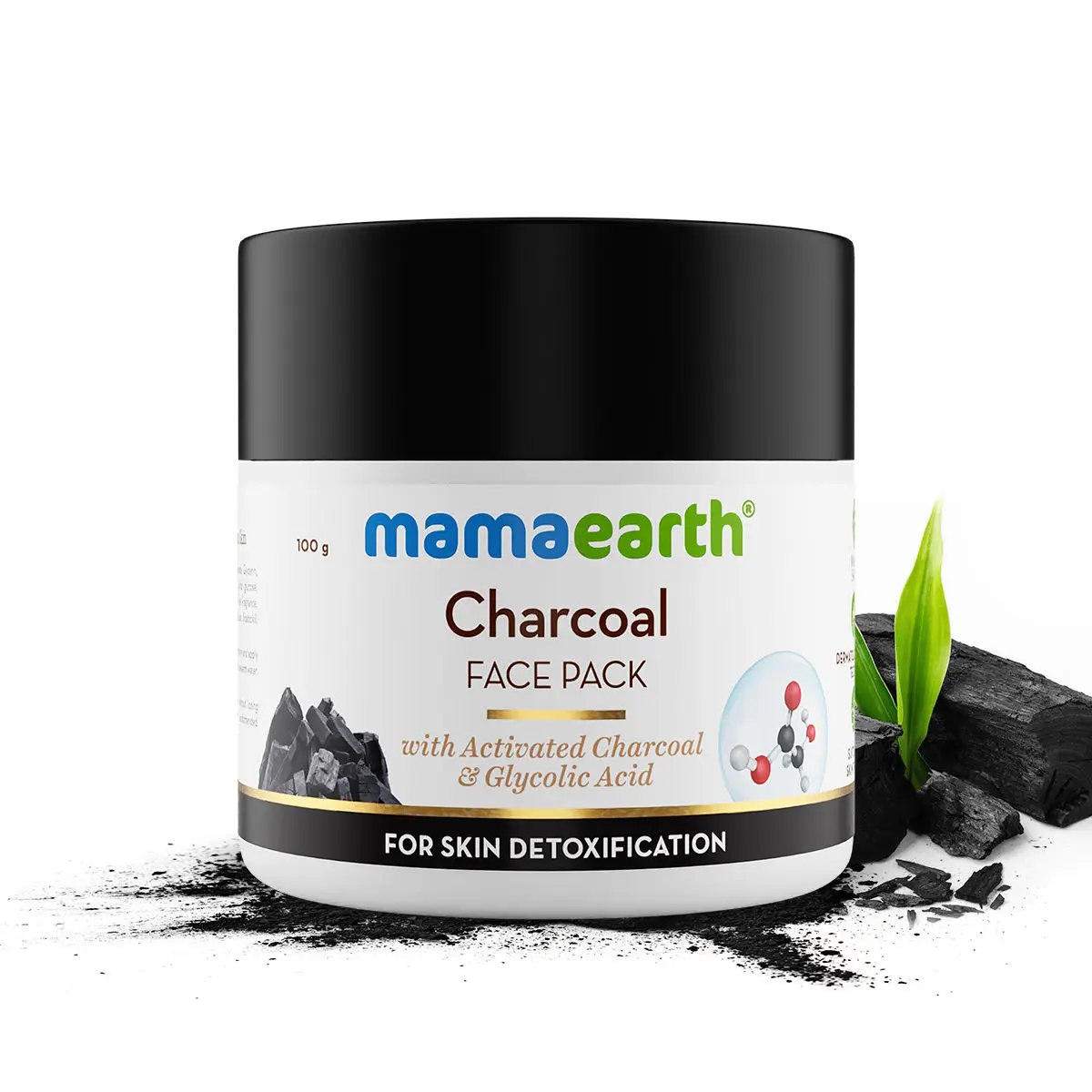 Mamaearth Charcoal Face Pack with Activated Charcoal and Glycolic Acid for Skin Detoxification-(100 g)