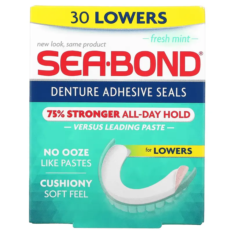 Denture Adhesive Seals, Fresh Mint, 30 Lowers