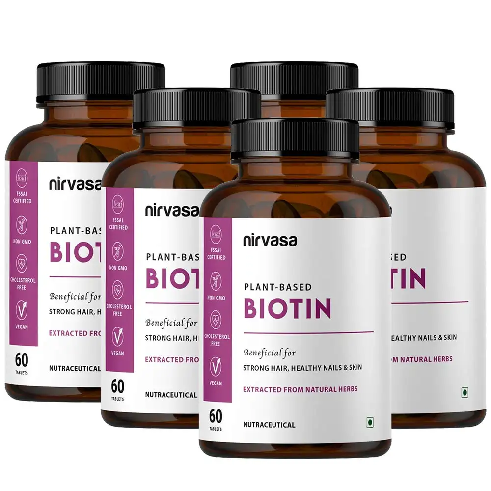 Nirvasa Plant-Based Biotin,  60 tablet(s)  Unflavoured (Pack of 5)