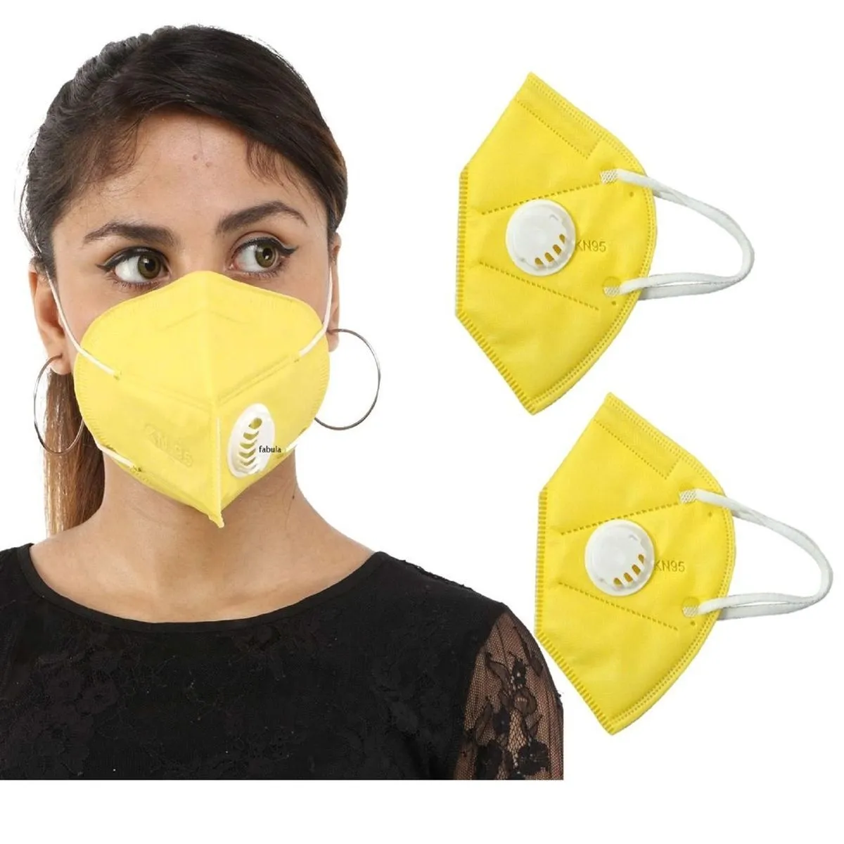 OOMPH Pack of 2 Anti-Pollution Reusable 5 Layer Mask - Yellow