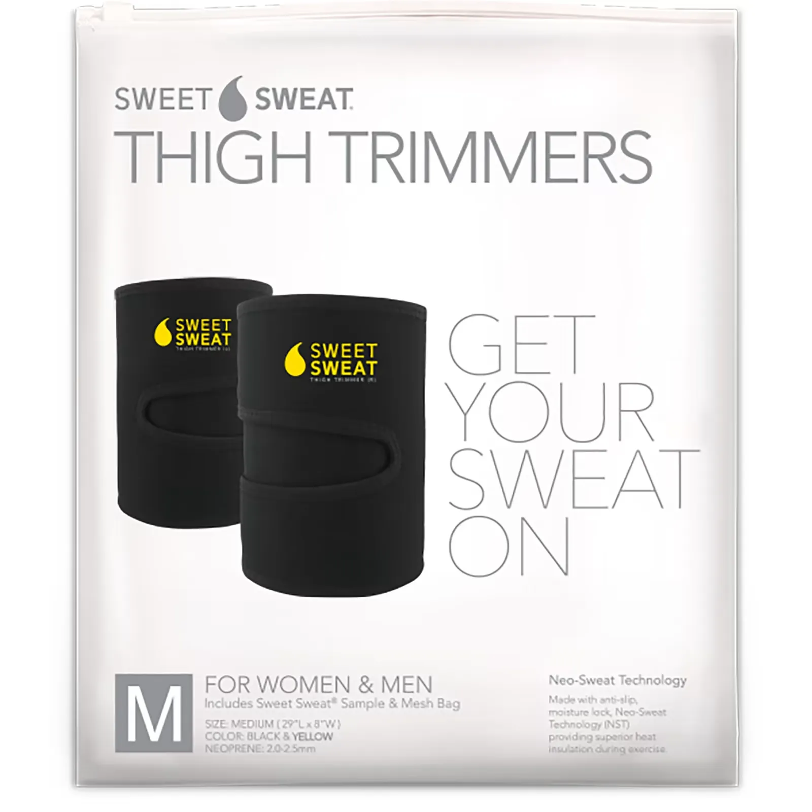 Sweet Sweat Thigh Trimmers,  Medium, Yellow, 1 Pair