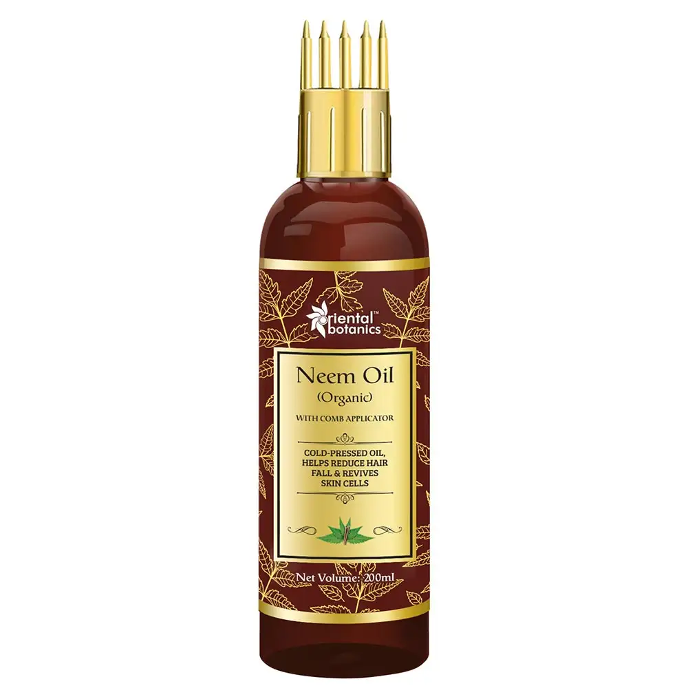 Oriental Botanics Organic Neem Oil with Comb Applicator,  200 ml  for Hair and Skin Care