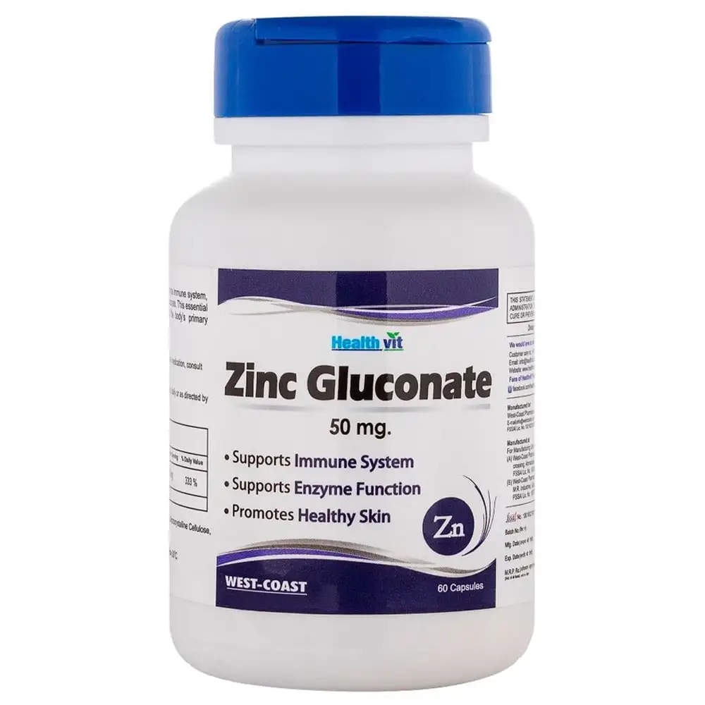 Healthvit Zinc Gluconate (50mg),  60 capsules