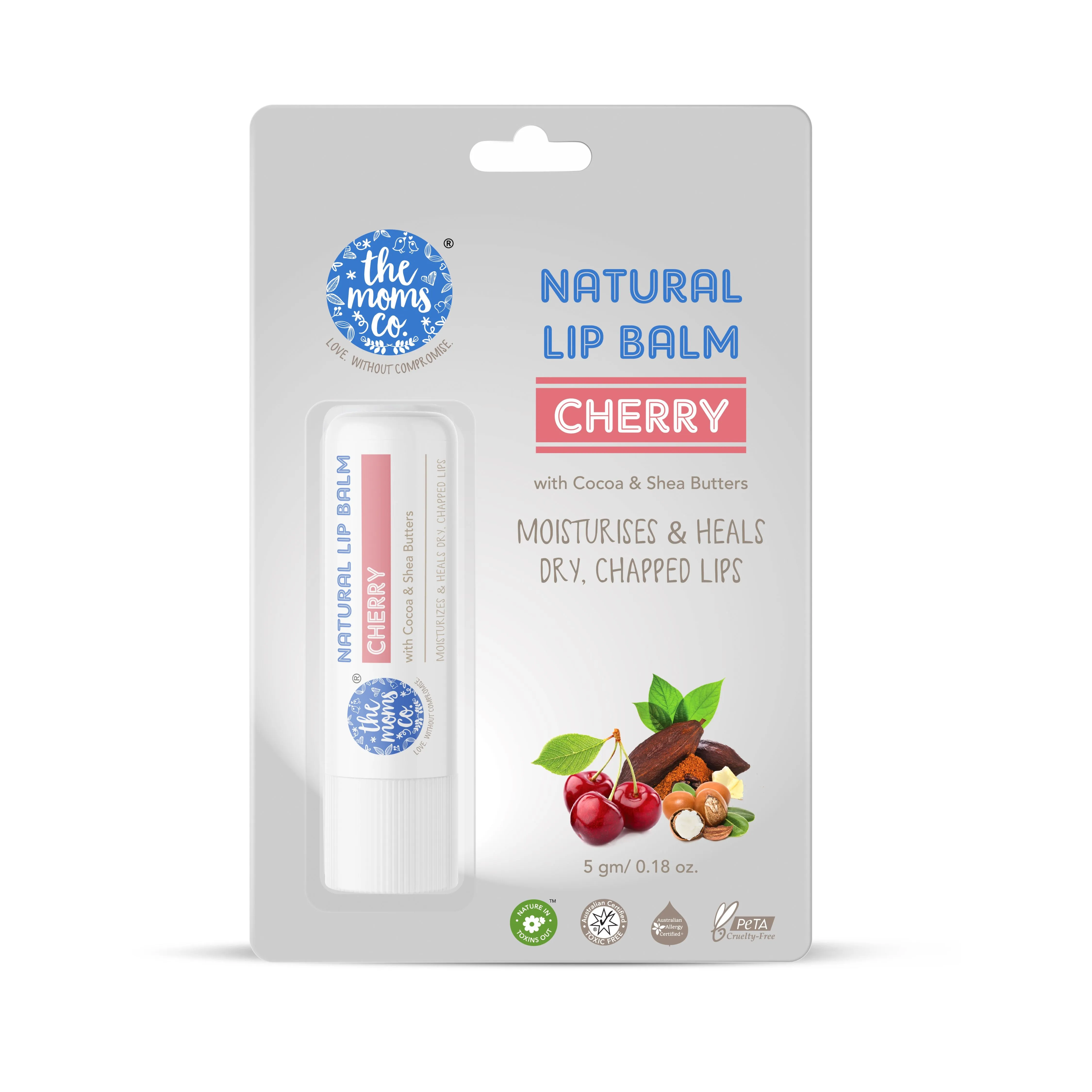 The Moms Co. Natural Cherry Lip Balm With Cocoa & Shea Butters(5 g)