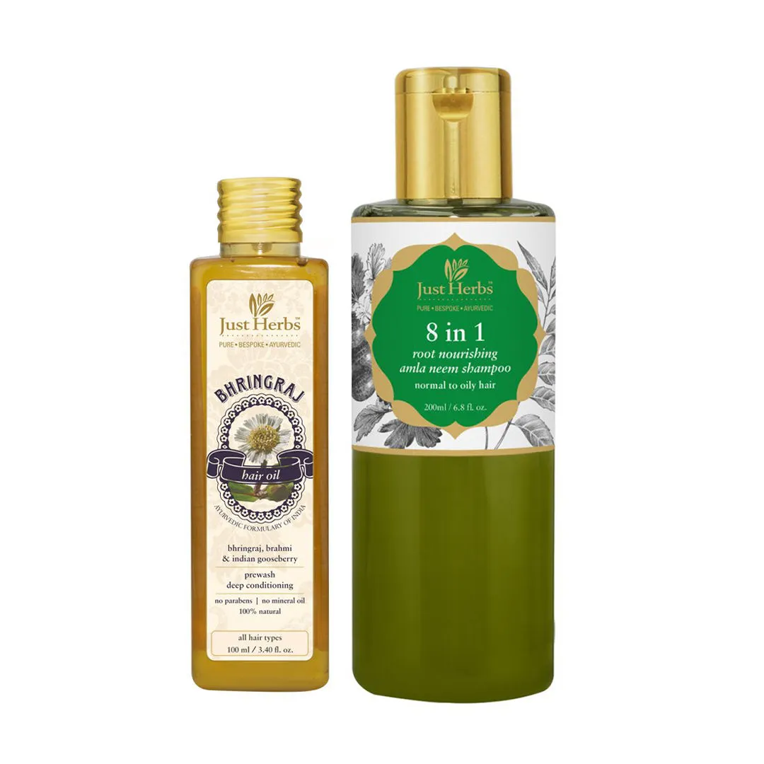 Just Herbs Anti-hairfall Combo With Bhringraj Hair Oil & Amla Neem Shampoo