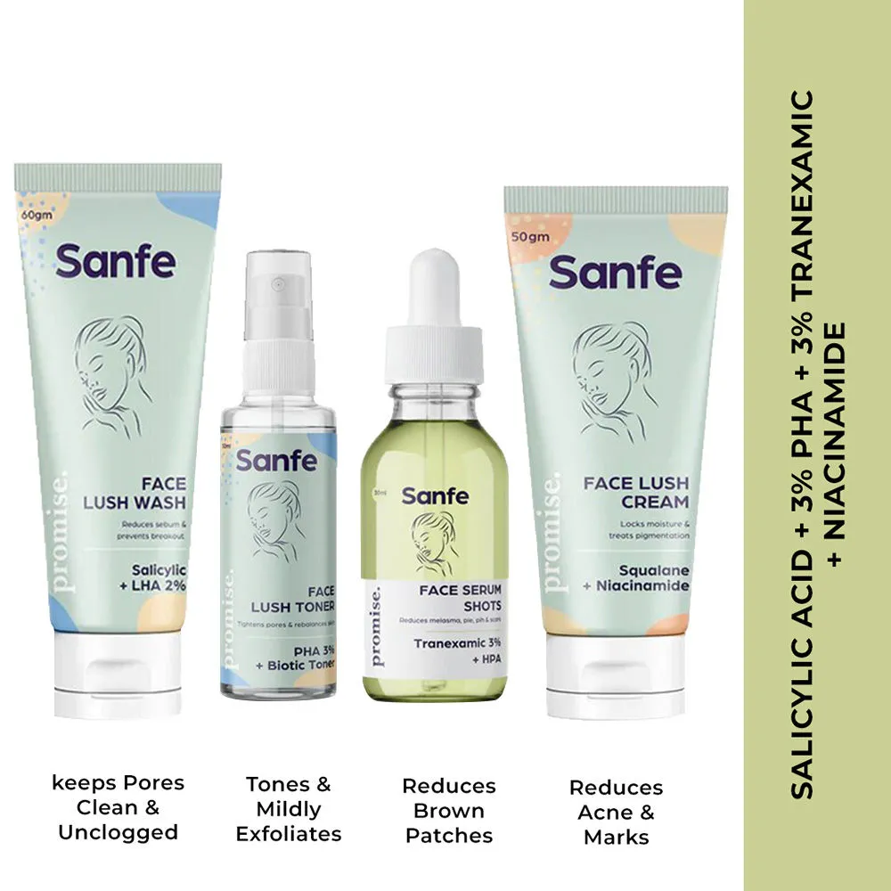 Sanfe Brighter & Younger Skin Kit - Face Wash, Toner, Serum & Cream