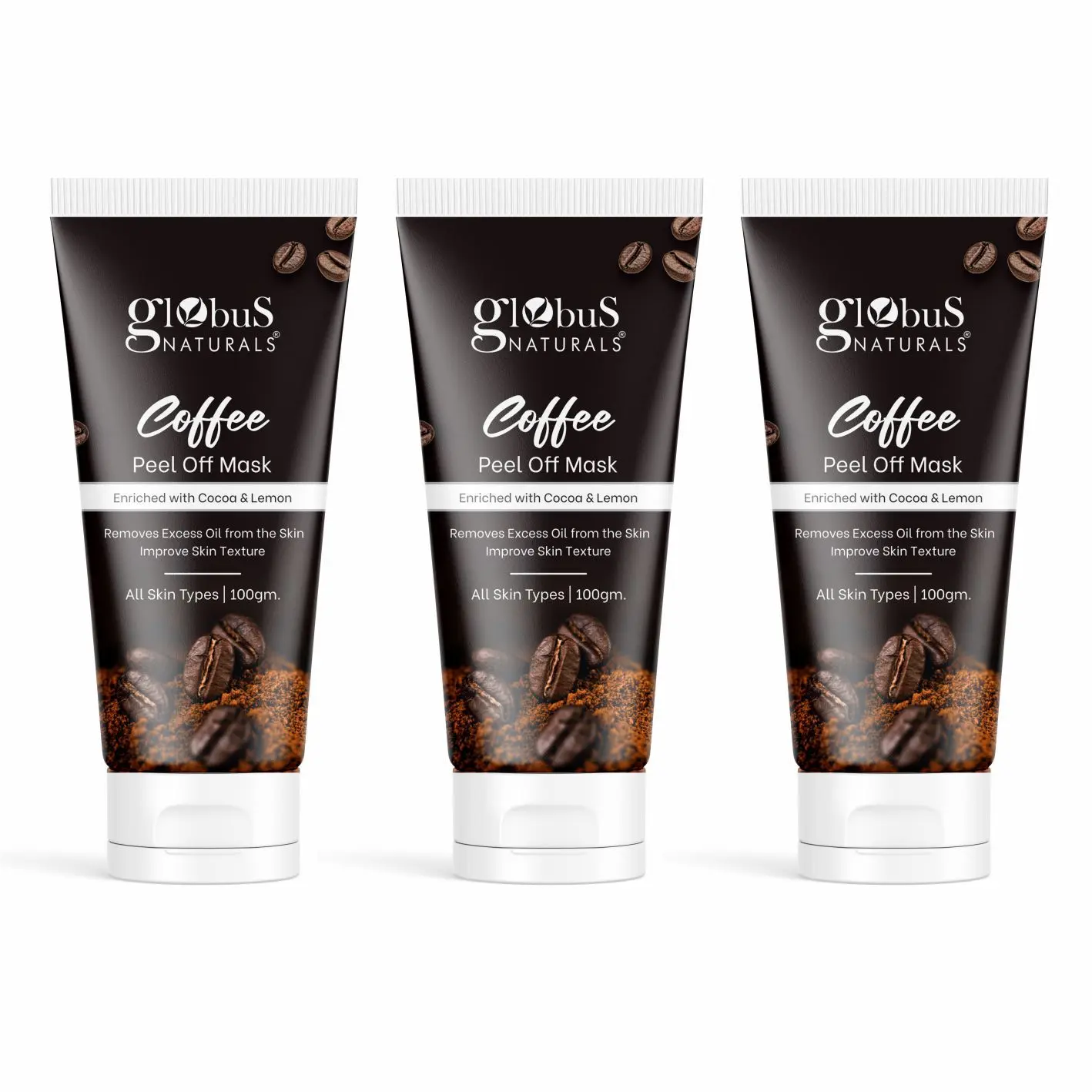 Globus Naturals Coffee Peel Off Mask,Enriched with cocoa & Lemon 100 gms (Pack of 3)