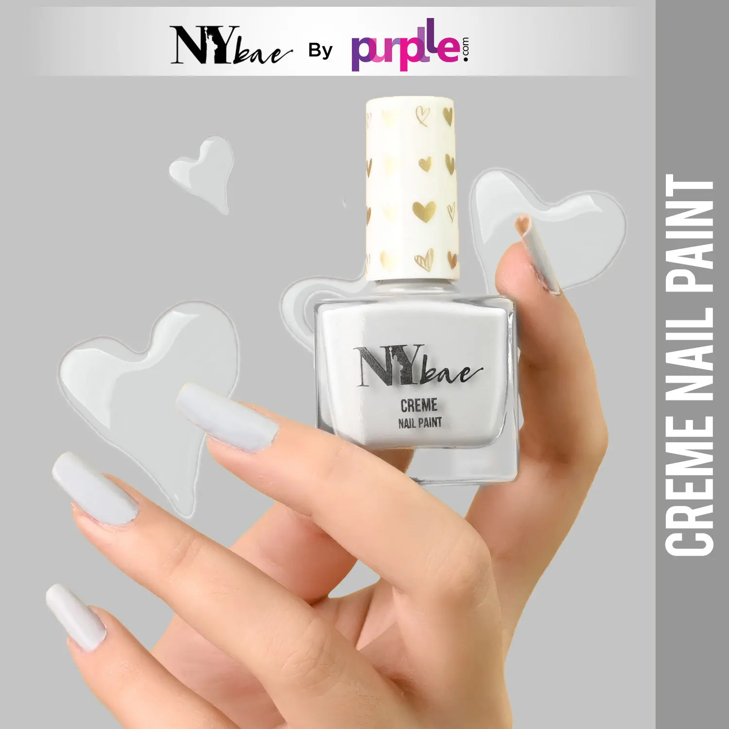 NY Bae Creme Nail Paint - Cloud Grey 15 (10 ml) | Grey | Rich Pigment | Chip-proof | Full Coverage | Travel Friendly | Vegan