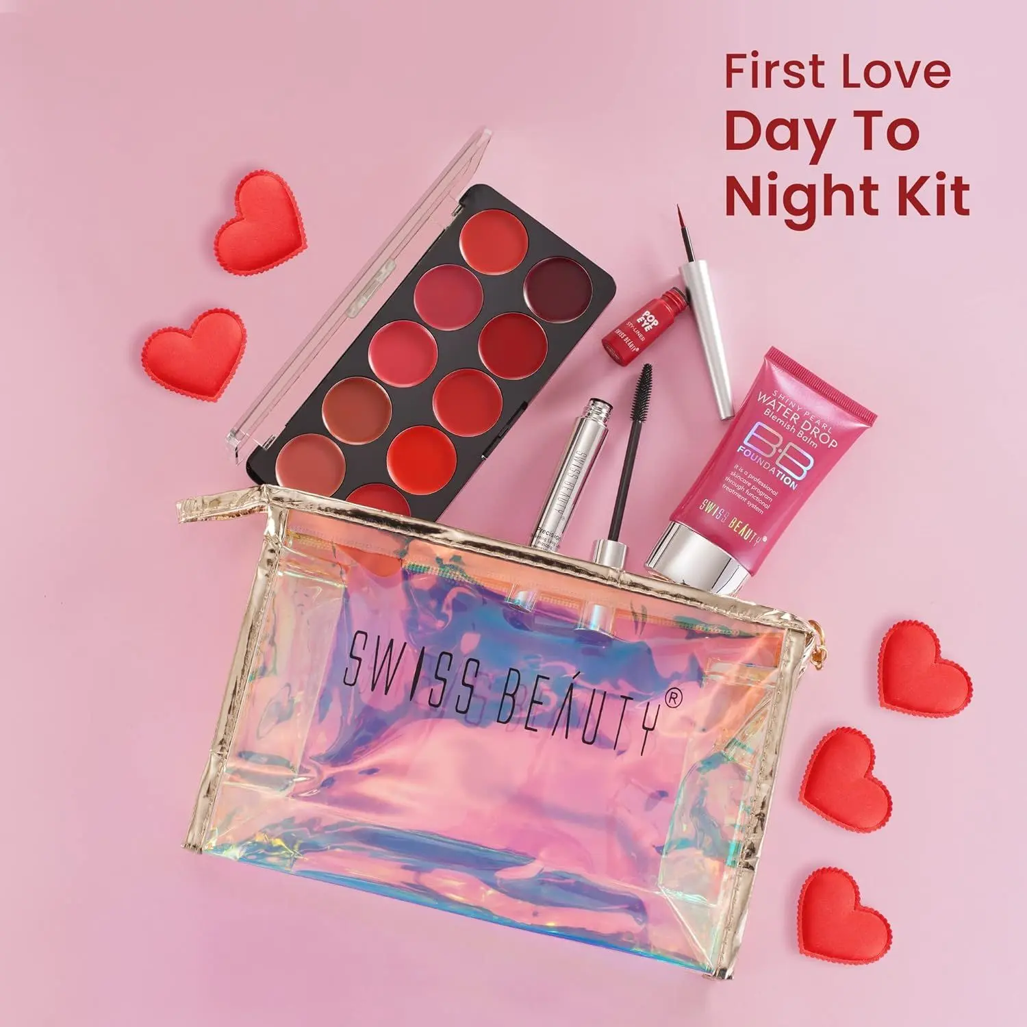 Swiss Beauty First Love Day-Night Makeup Kit with Pouch|Makeup Kit for All Occasions