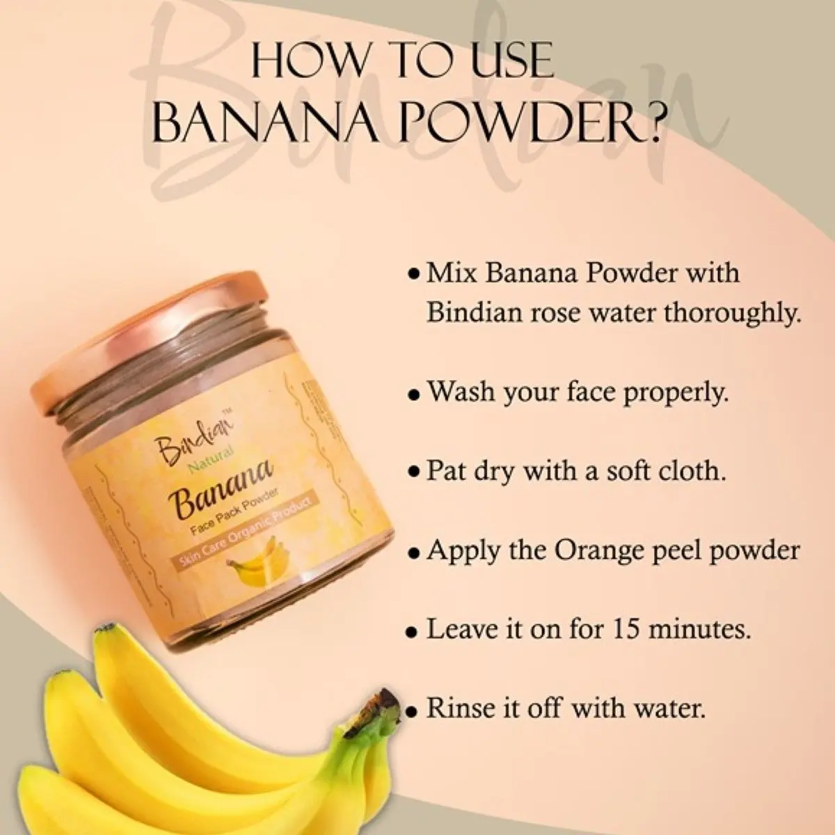 Bindian Pure & Natural Banana Powder for Face & Skin 50 gm