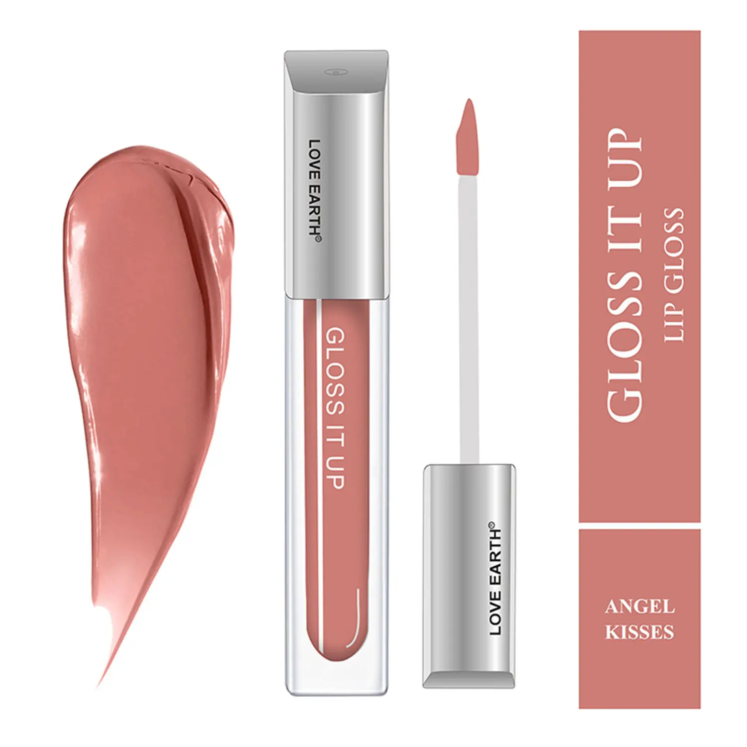 Love Earth Liquid Lip Gloss -Angel Kisses For Soft & Dewy Lips Enriched with Vitamin E & Almond Oil | Lip Color For Glossy Look |Lightweight Non Sticky Lip shiner For Moisturizing Lips (Peach) 3ml