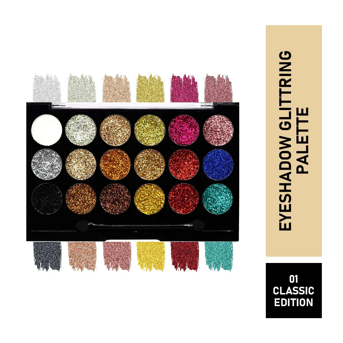 Matt look Glitterz N Highlight 18 Color Glittering Eyeshadow Palette - Classic-edition