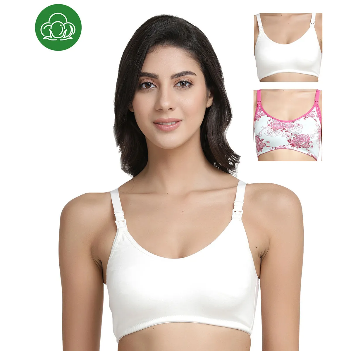 Inner Sense Organic Antimicrobial Soft Nursing Bra Pack of 3 - Multi-Color (32C)