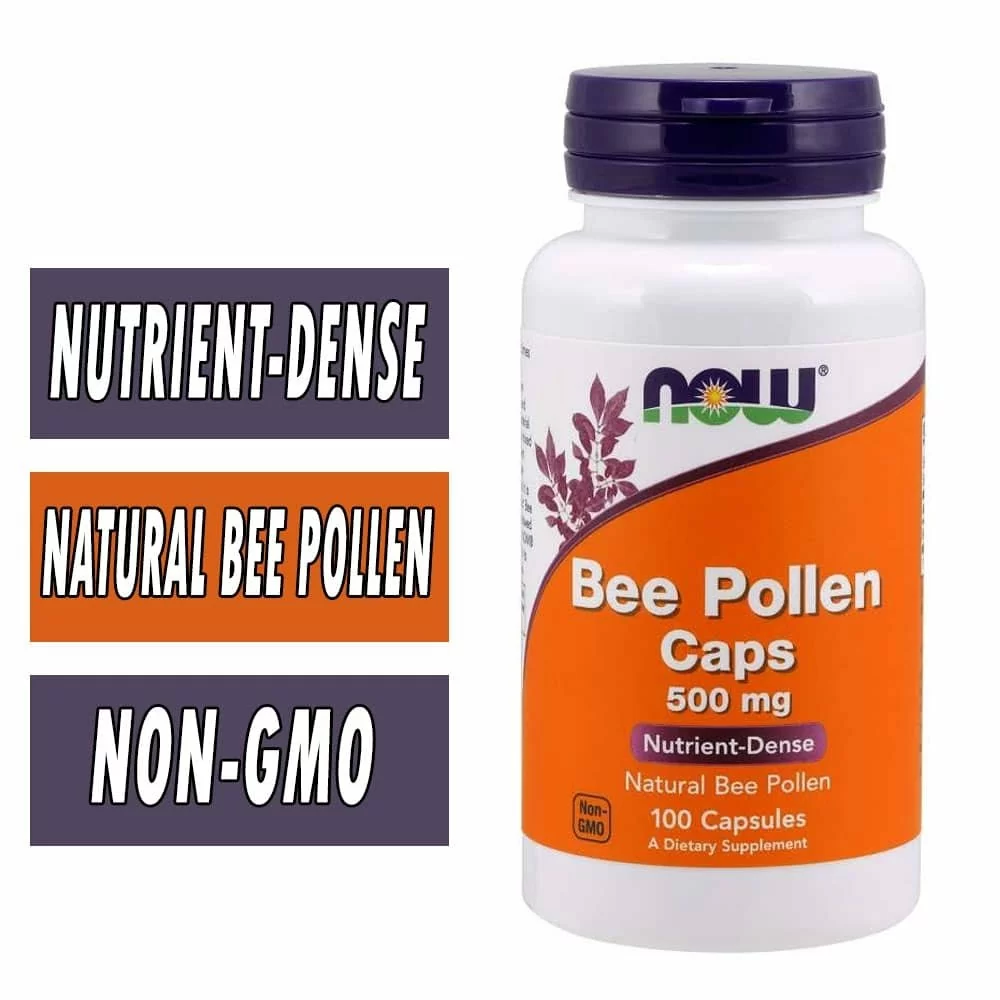 NOW Bee Pollen - 500 mg - 100 Capsules