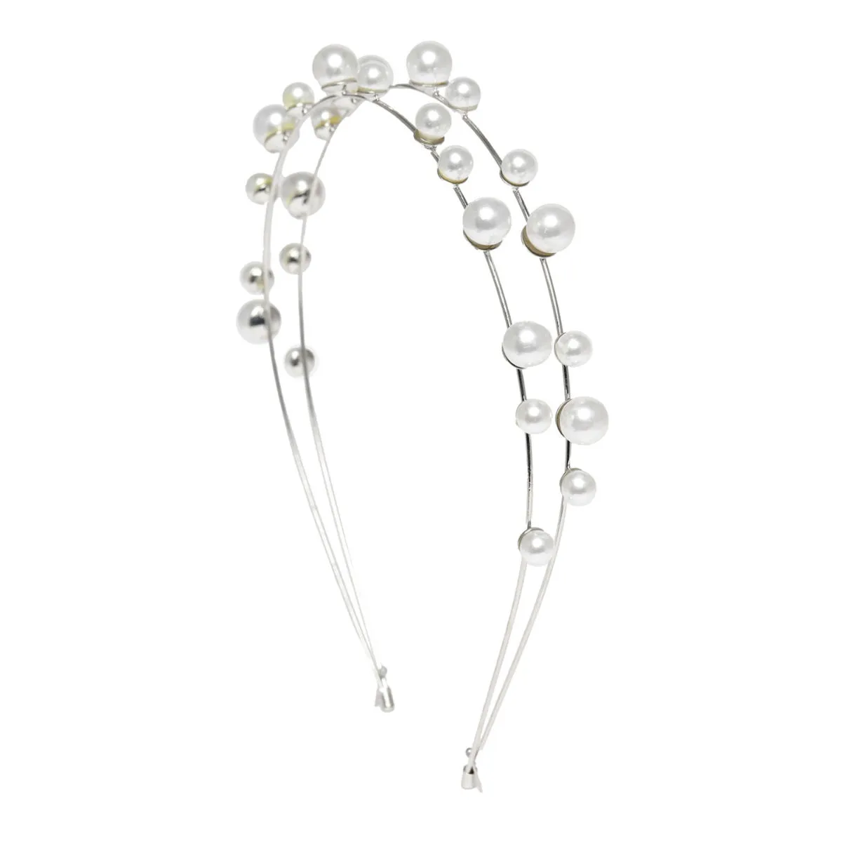 Zaveri Pearls Silver Tone Contemporary Pearls Hairband (ZPFK9882)