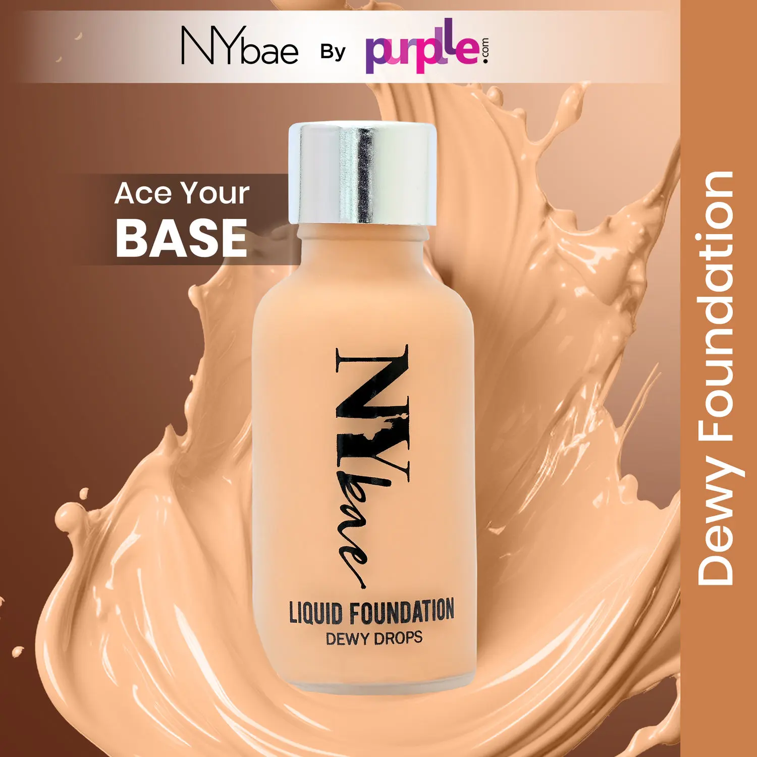 NY Bae Dewy Drops Foundation| Natural Finish | Everyday Glow |Lightweight Concealer | Moisturising - Latte 02 (30 ml)