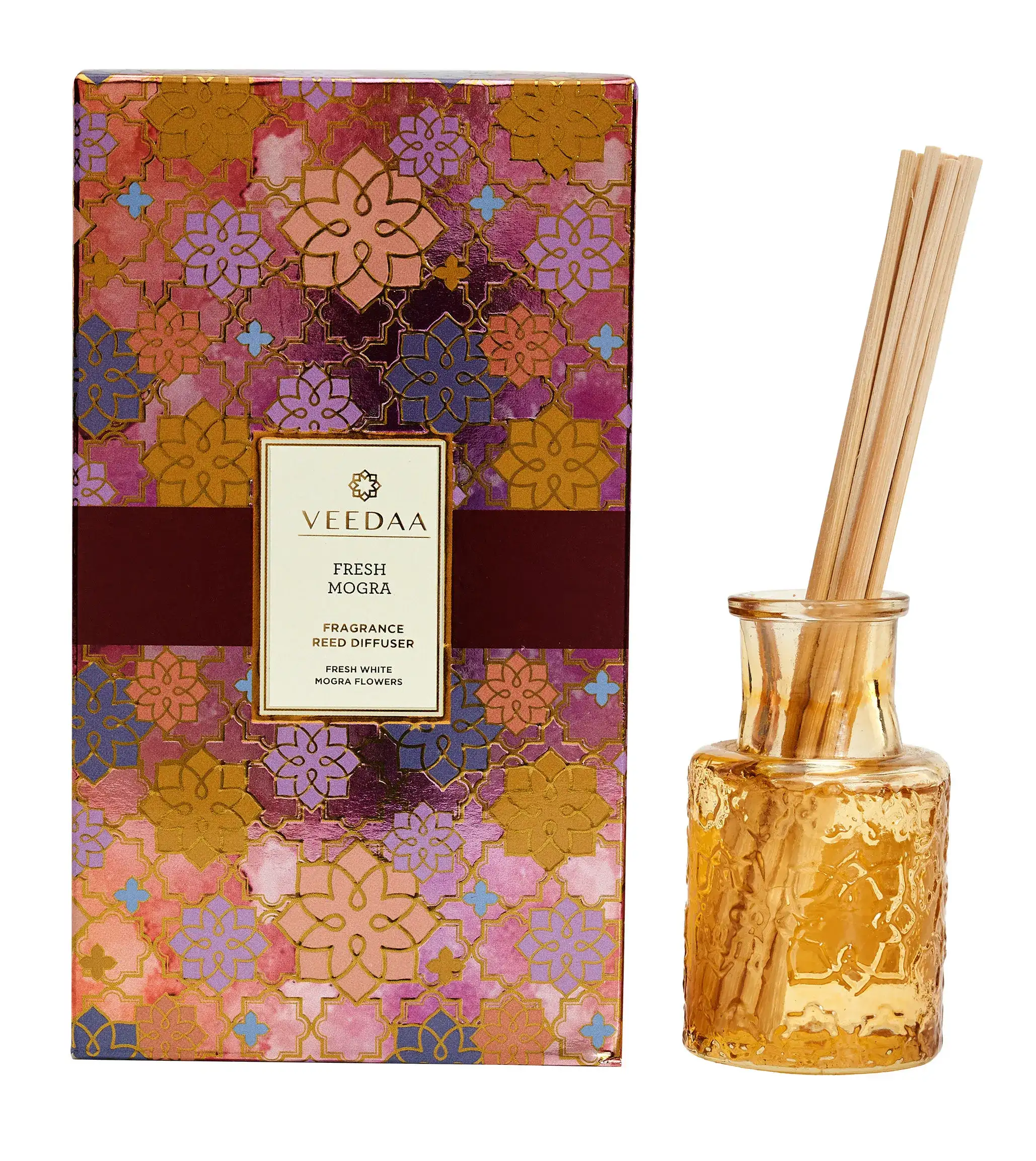 Veedaa Fresh Mogra Fragrance Reed Diffuser In Champagne Glass