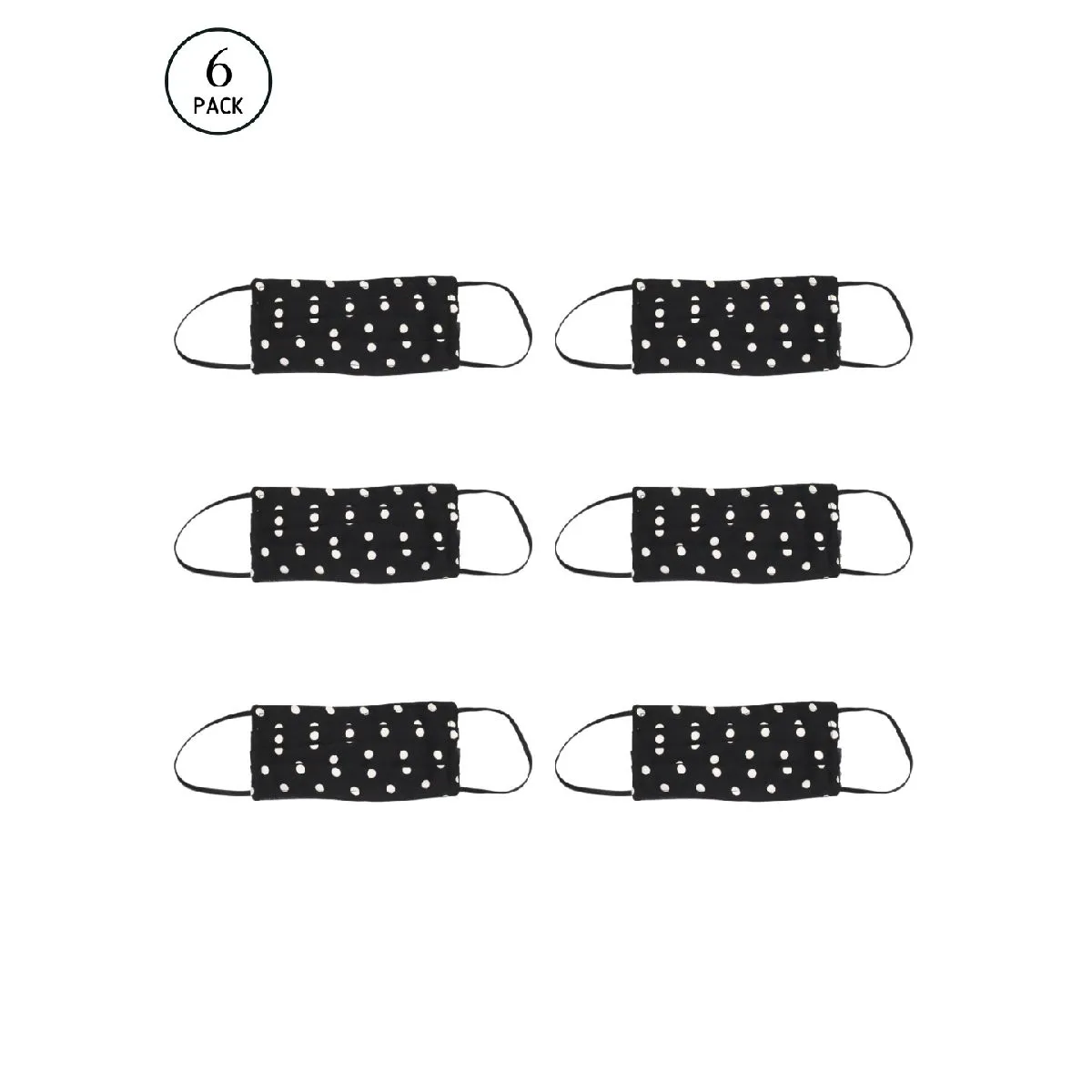 Bellofox 3-Ply Black Black Polka Dot Cotton Face Mask (Pack Of 6)