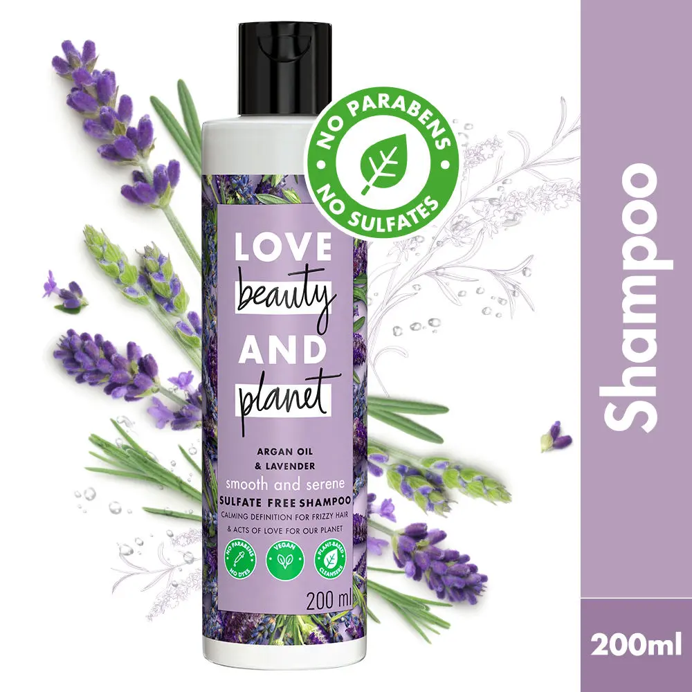 Love Beauty & Planet Argan Oil and Lavender Sulfate Free Smooth and Serene Shampoo, 200ml