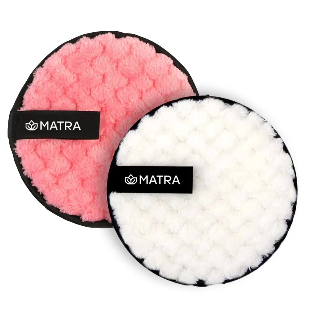 MATRA Reusable Makeup Remover Cleansing Pad - Double-sided Soft Microfibre Facial Cleansing Puff Pack of 2