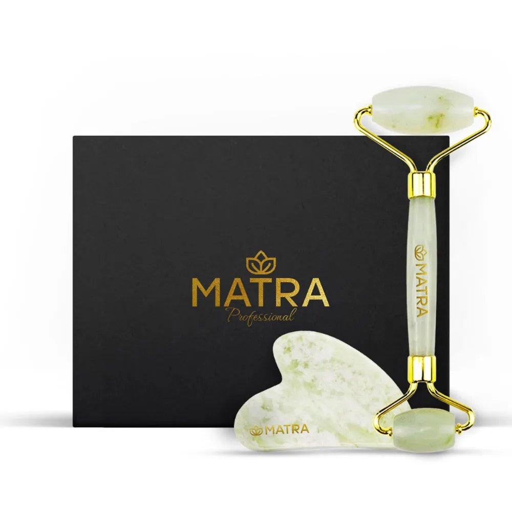 Matra Pure Jade Roller Facial Massager & Gua Sha Stone for Face & Neck