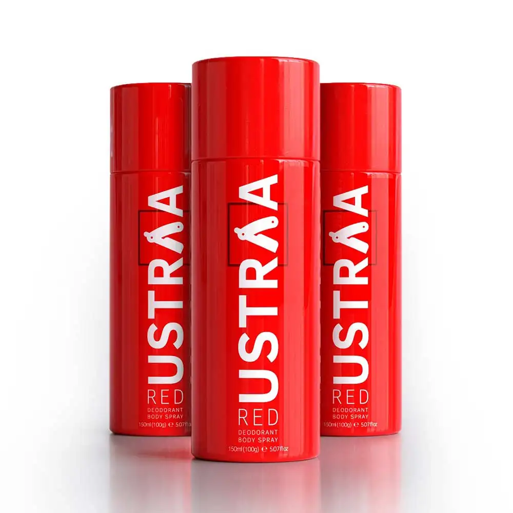 Ustraa Red Deodorant Body Spray (Pack of 3),  150 ml  for Men