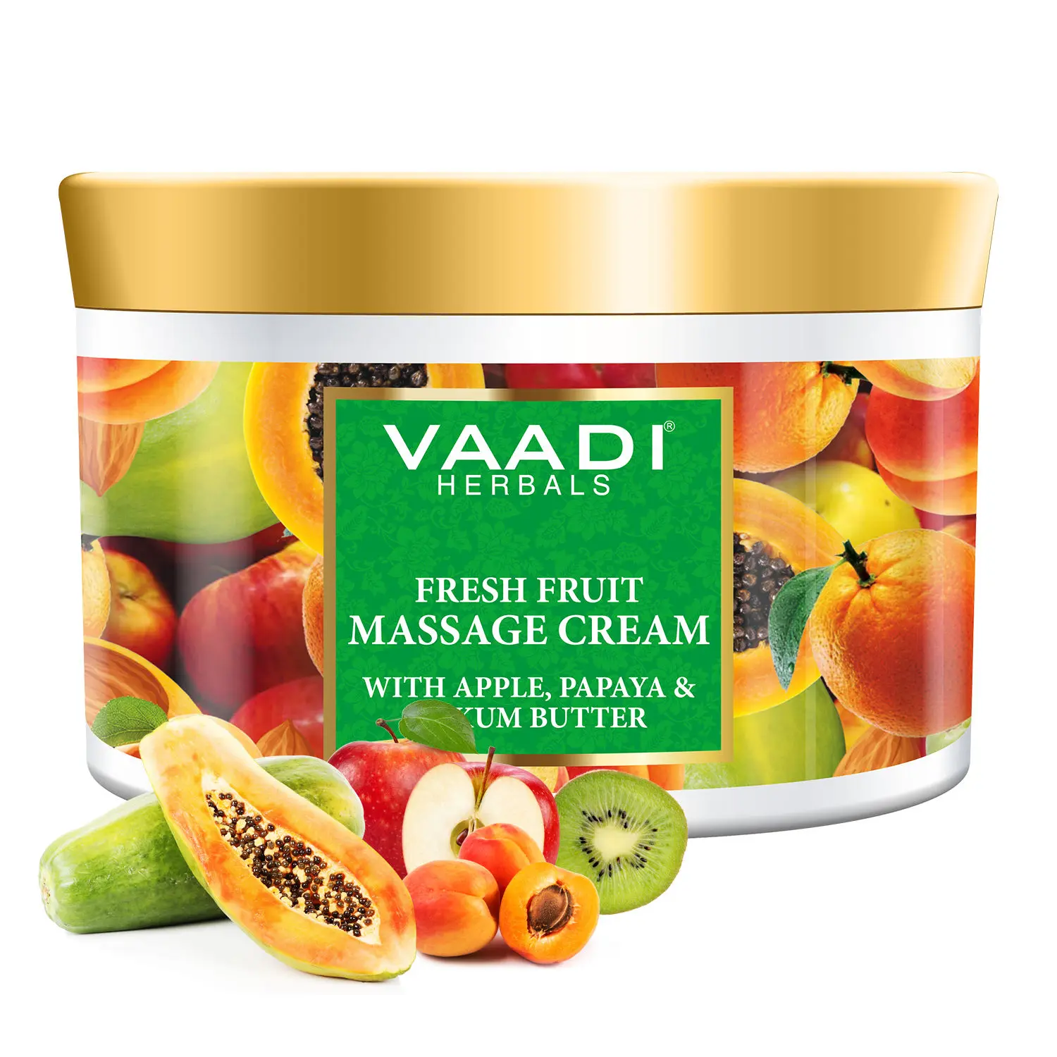 Vaadi Herbals Fresh Fruit Massage Cream With Apple Papaya & Kukum Butter (500 g)