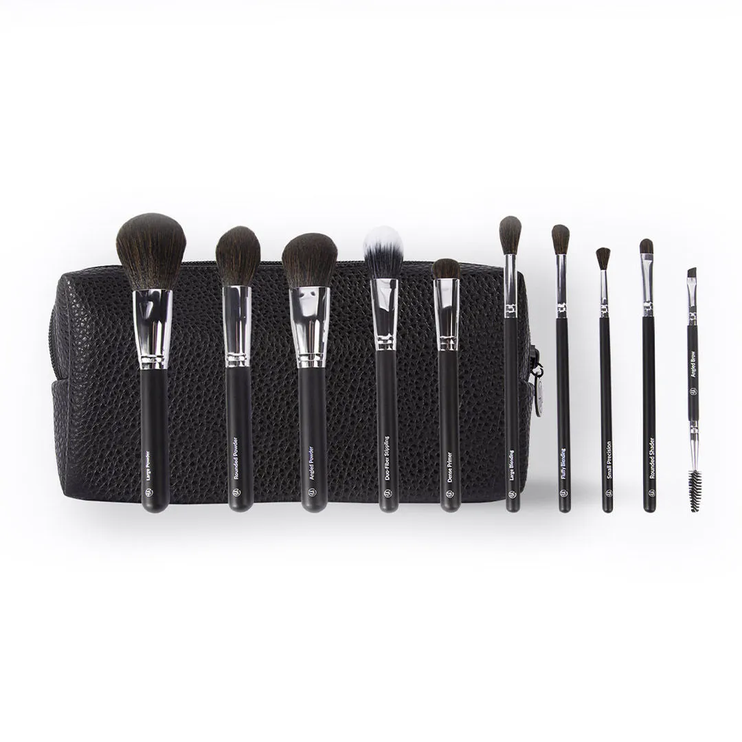 BH Cosmetics Ultimate Essentials - 10 Piece Face & Eye Brush Set With Bag