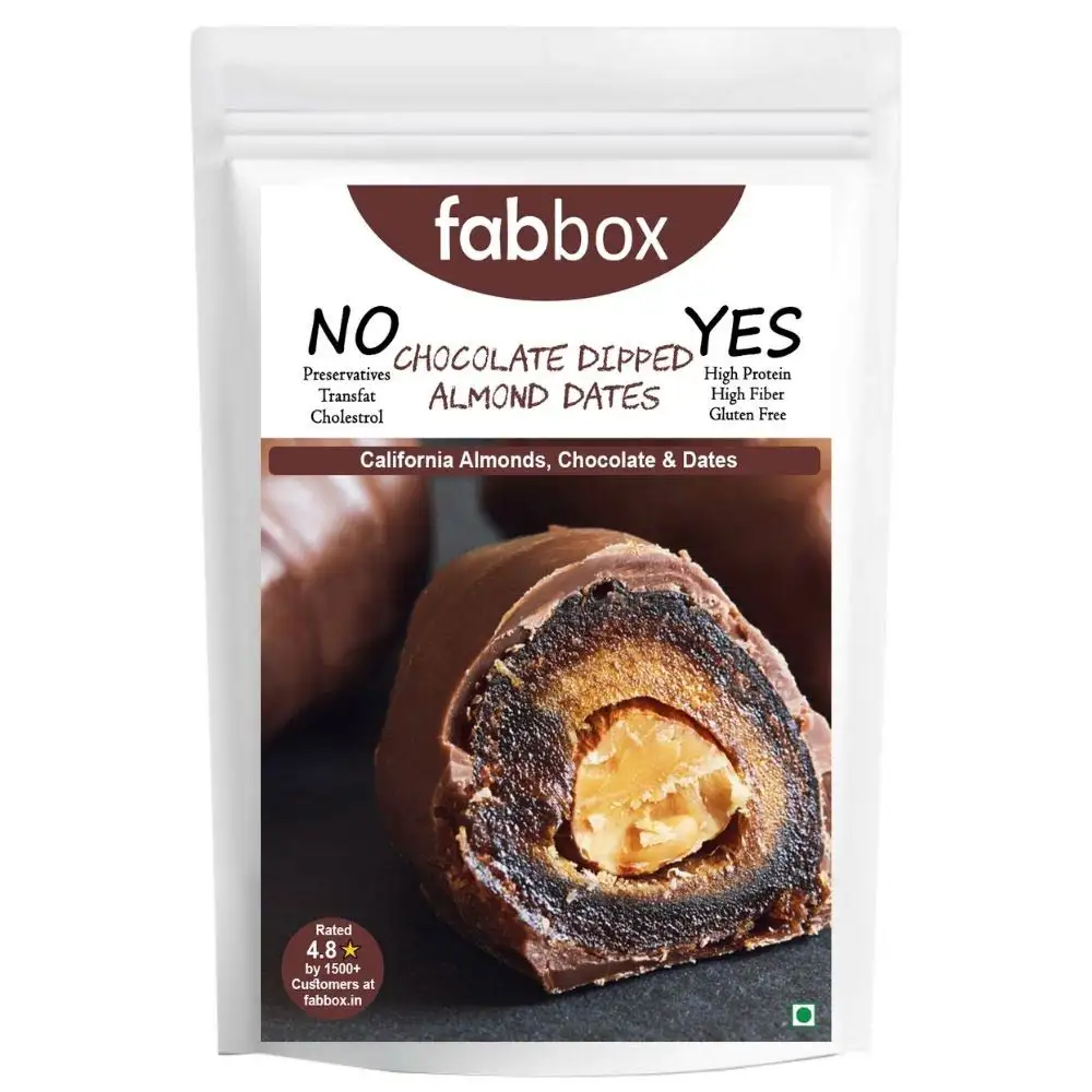 Fabbox Chocolate Dipped Almond Dates,  Unflavoured  140 g