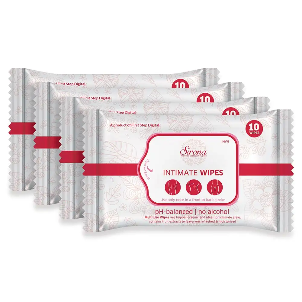 Sirona Intimate Wet Wipes,  10 Piece(s)/Pack  for Women Pack of 4