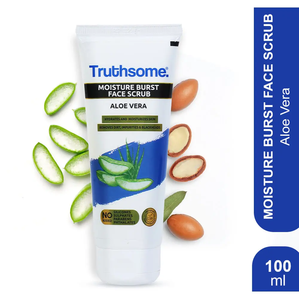 Truthsome Moisture Burst Face Scrub with Aloe Vera & Argan Oil - For Dry Skin, No Silicones, Sulphates, Parabens, Phthalates - for Men/Women, Moisturizing Scrub (100 ml)