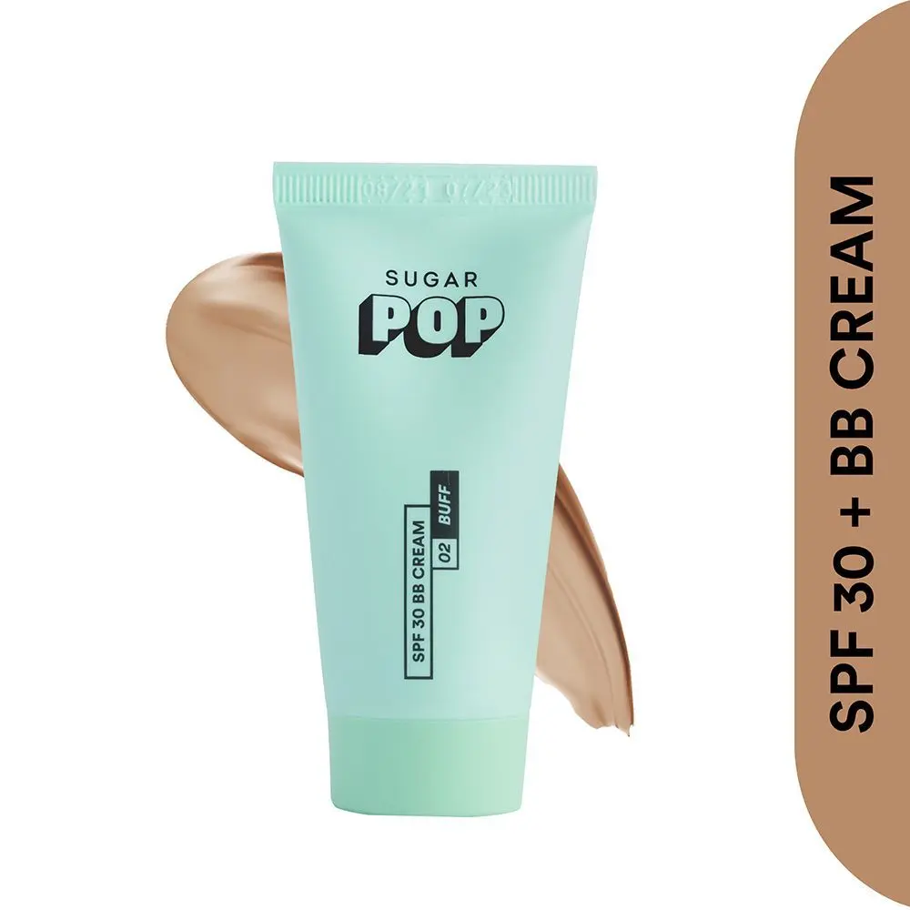 SUGAR POP SPF 30 + BB Cream - 02 Buff - Lightweight, Blendable, Long Lasting Natural Finish for Indian Skin, Intensely Hydrating, Skin Brightening l Built-in SPF 30 for UV Protection for Women l 30 gm