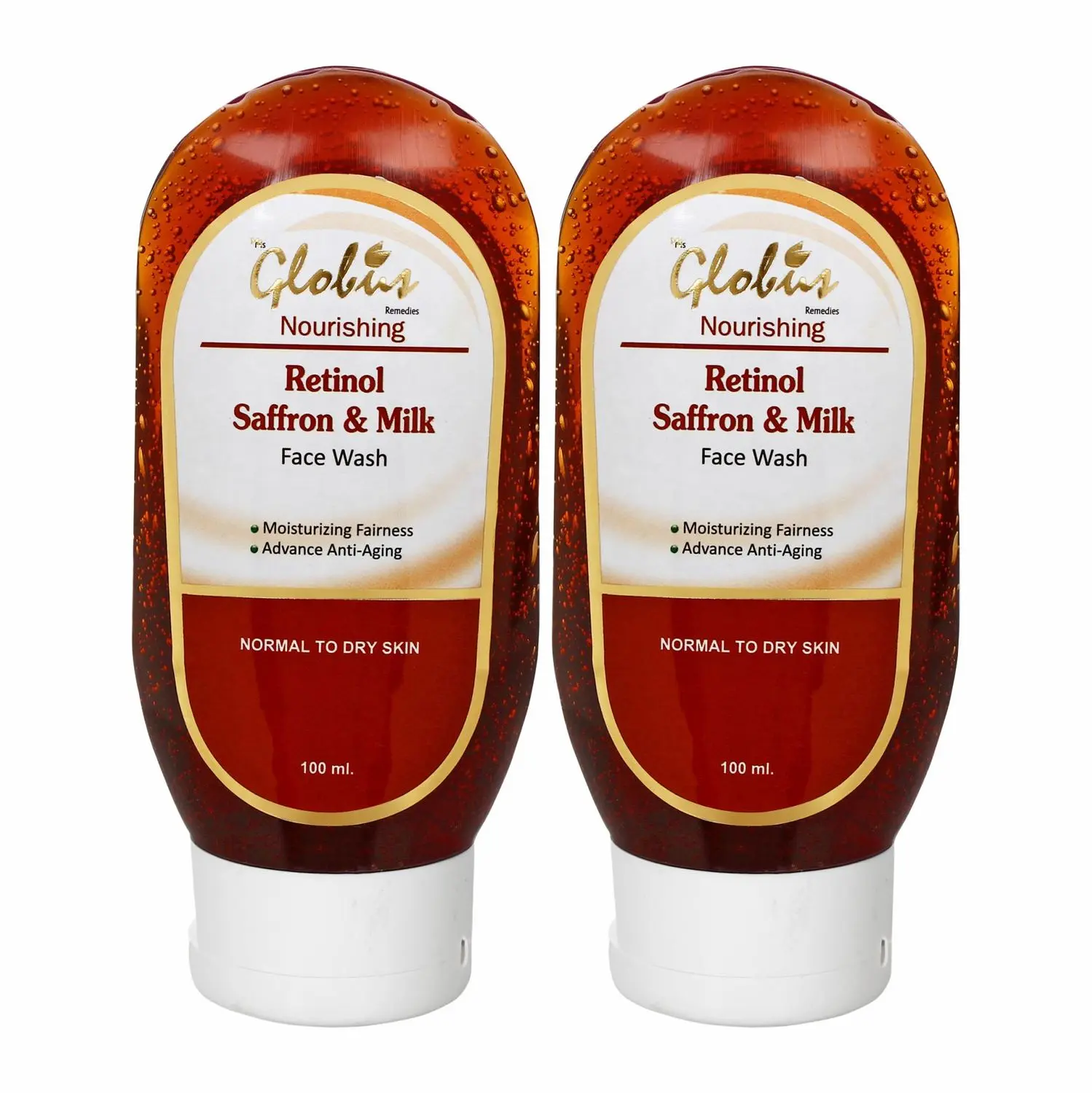 Globus Remedies Nourishing Retinol,Saffron& Milk Face Wash 100 ml(pack of 2)