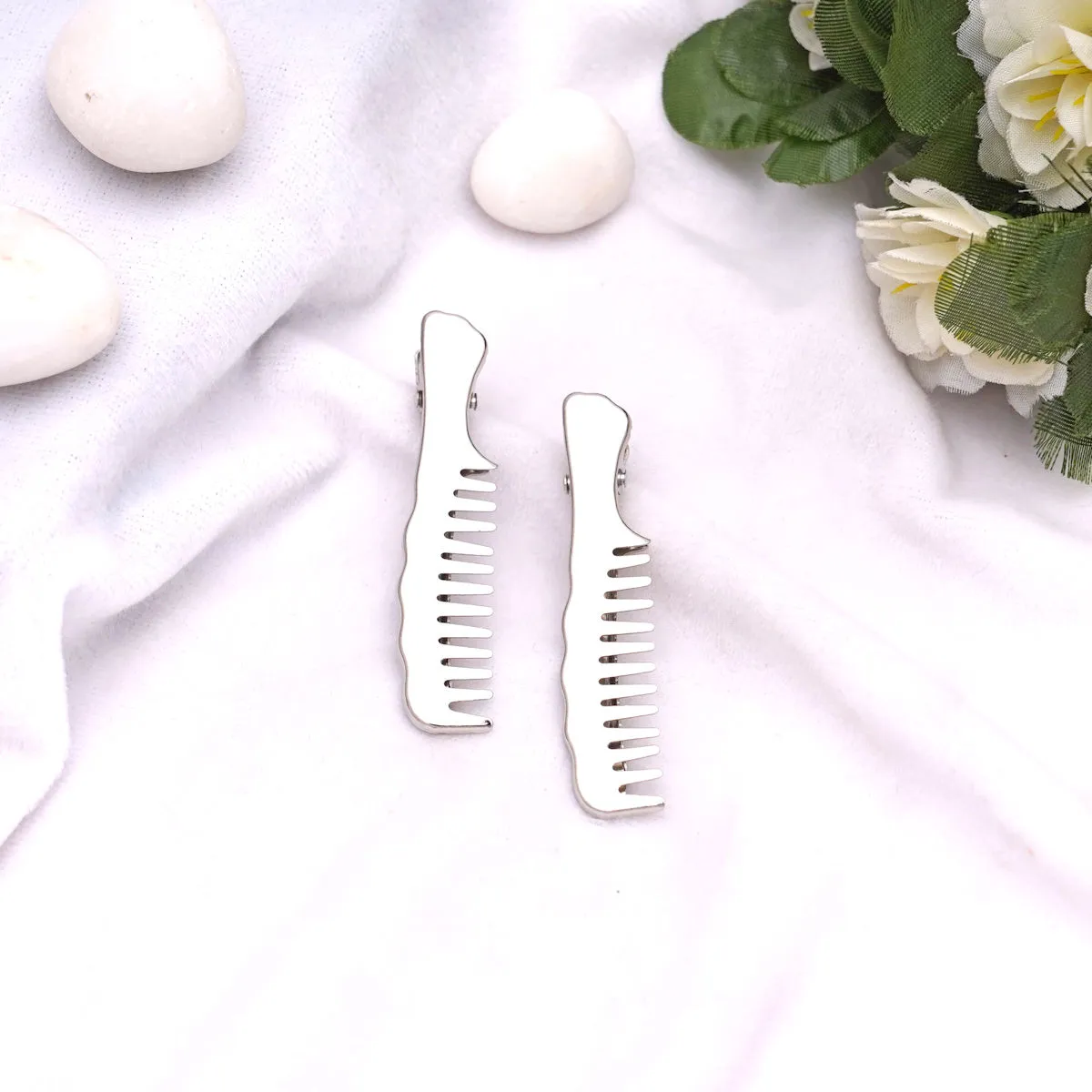 Ferosh Silver Comb Hairclip - Set Of 2