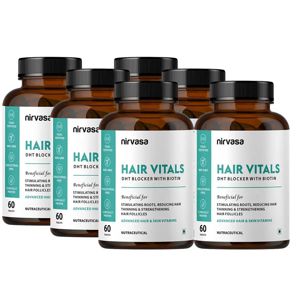 Nirvasa Hair Vitals DHT Blocker with Biotin,  60 tablet(s)  Unflavoured (Pack of 6)