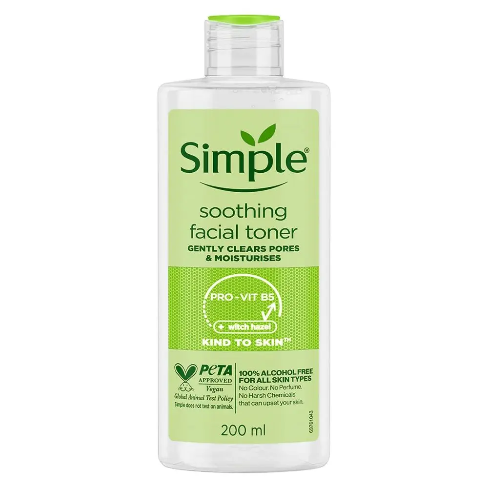 Simple Kind to Skin Soothing Facial Toner| Toner for All skin types | No Added Perfume, No Harsh Chemicals, No Artificial Color and No Alcohol | 200ml