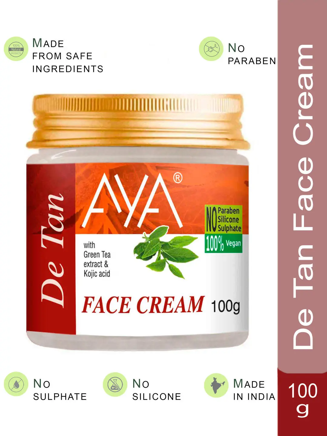 AYA Detan Face Cream, 100 g | No Paraben, No Silicone, No Sulphate