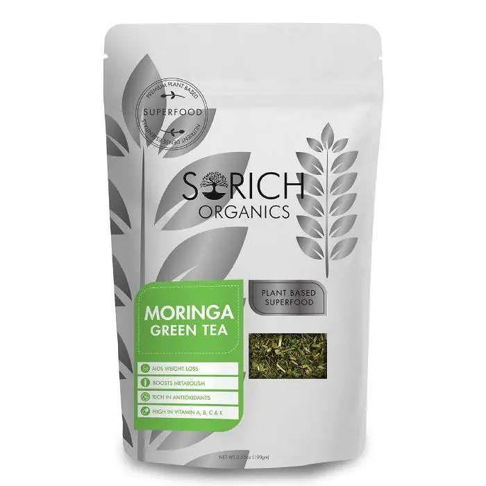 Sorich Organics Moringa Green Tea - Antioxidants & Protein Rich Detox Tea for Weight Management - 100 Gm